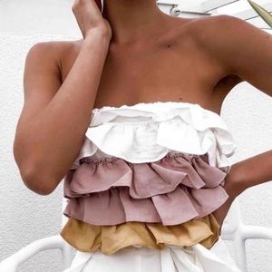 New Taffeta Mauve Strapless Top